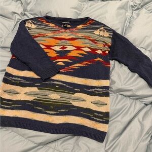 American Living Navy and Multicolor Crewneck Sweater